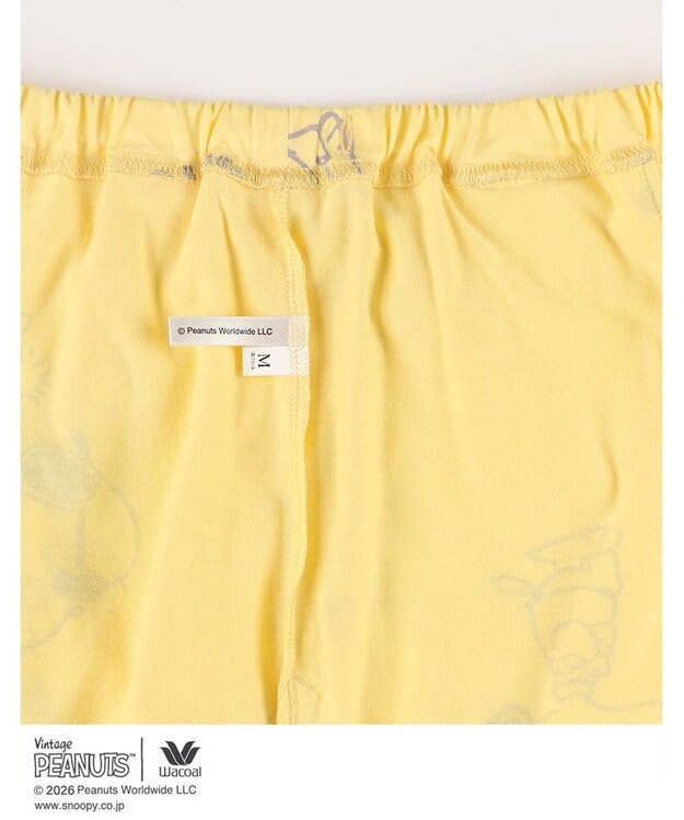 WACOAL PEANUTS パジャマ 5分袖 半袖 5分丈 オーガニックコットン100%(本体) レディース FDT169 /ワコール イエロー