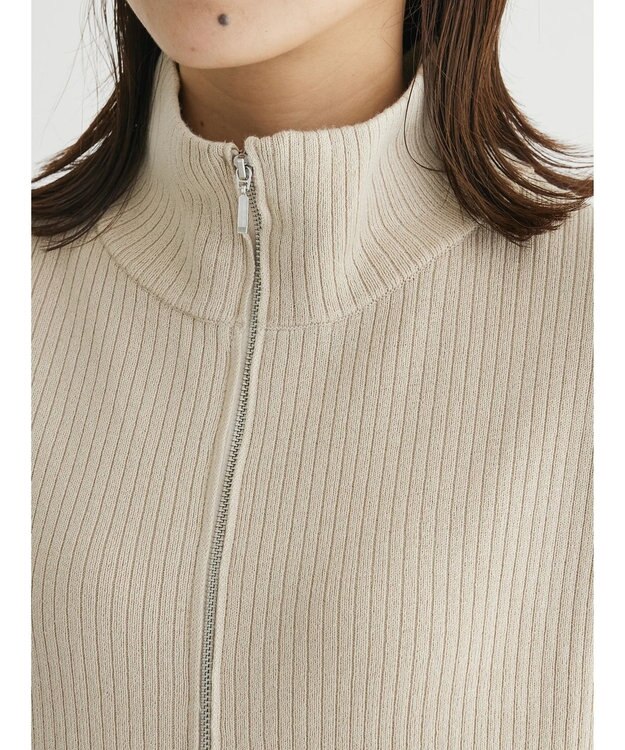Green Parks ＺＩＰ付きリブニットベスト Beige