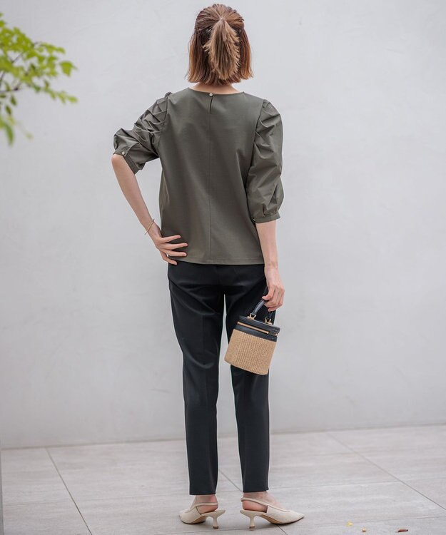 23区 【Oggi2月号掲載/新色追加】TRストレッチギャバ テーパードパンツ ブラック系