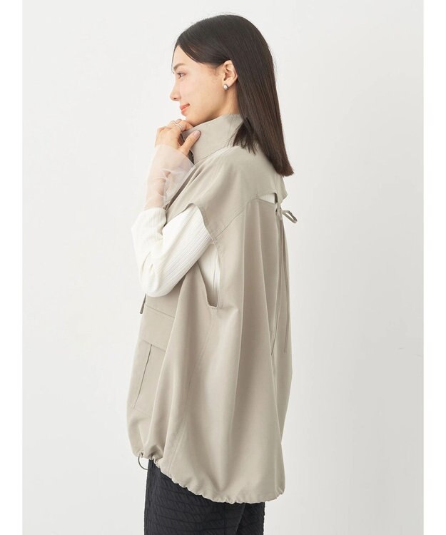 earth music&ecology ミリタリースタンドカラーベスト Light Khaki