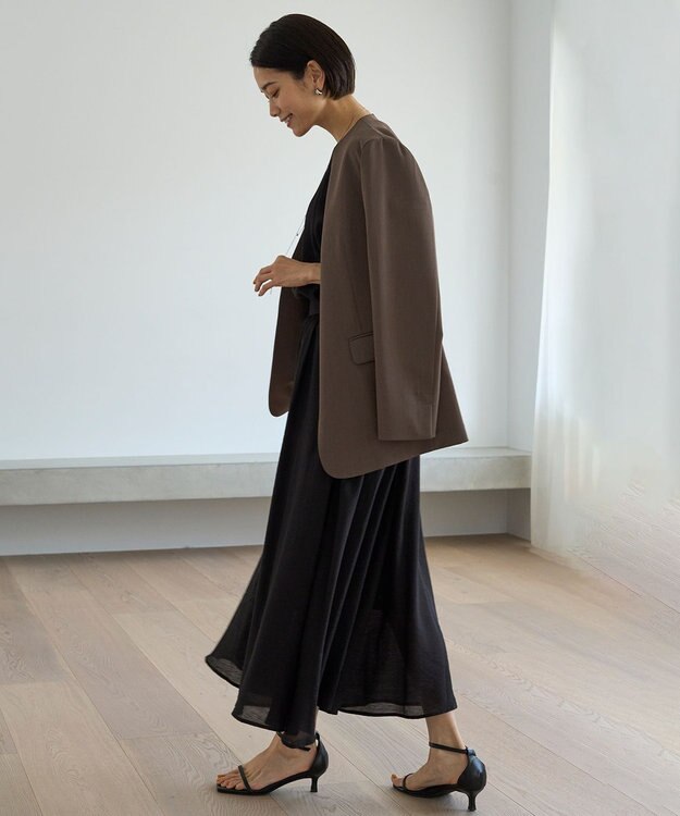 UNFILO TENNEN TOUCH ノーカラージャケット ブラウン