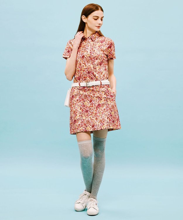 23区GOLF 【WOMEN】プランティカプリント 総柄 半袖ポロシャツ ピンク系5