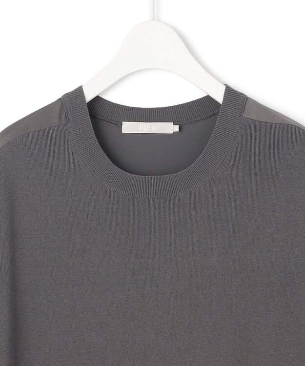 ICB L 【洗える】 クロスコンビ ワンピース チャコール系