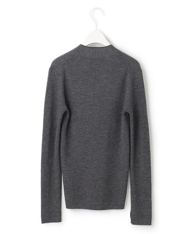 ICB 【洗える】エクストラファインメリノリブ Vネックニット ミディアムグレー系