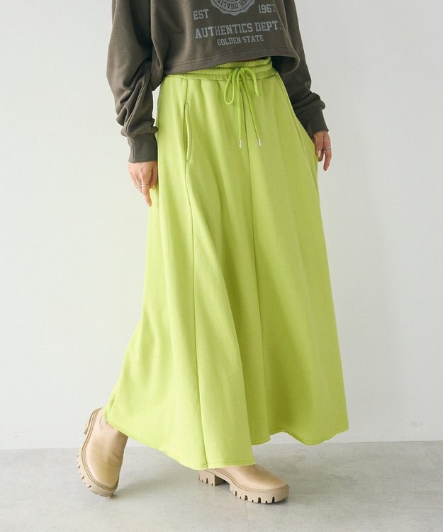 CRAFT STANDARD BOUTIQUE 【ＷＥＢ限定】裏毛カットオフフレアスカート Lime Green