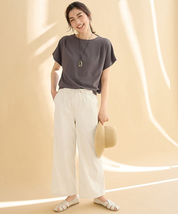 ANY 【ウエストゴム】撥水ナイロンベイカーパンツ エクリュ