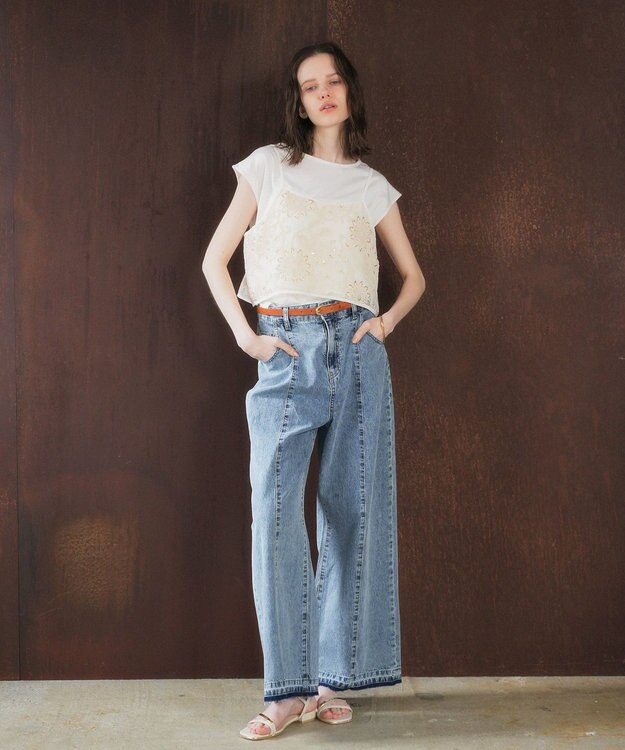 YECCA VECCA 綿麻バギーデニムパンツ Light Indigo