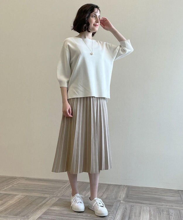 自由区 【洗える/マルチWAY】コットンアセテートニットセットアップ ベージュ系1