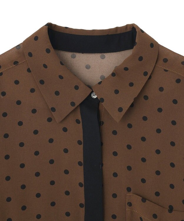 YECCA VECCA 【2点SET】キャミ付きシアードットシャツ Brown