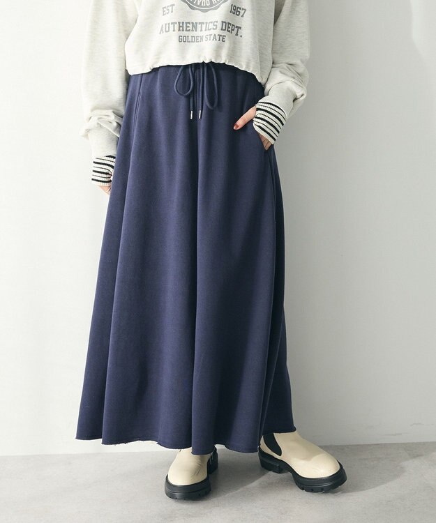 CRAFT STANDARD BOUTIQUE 【ＷＥＢ限定】裏毛カットオフフレアスカート Navy