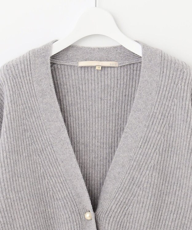 自由区 L 【洗える】ウールカシミヤブレンド Vネックカーディガン ライトグレー系