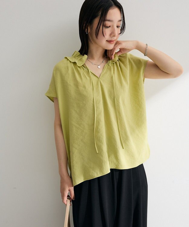 Green Parks 衿フリルブラウス Lime Green