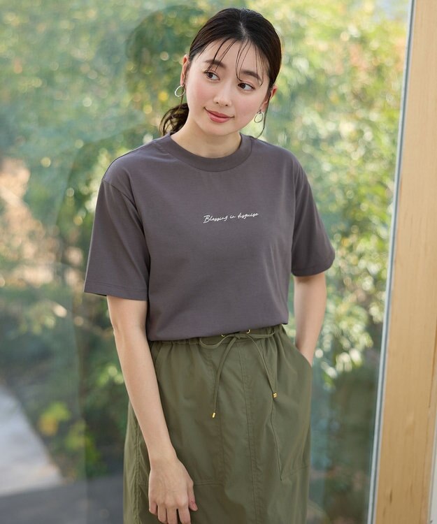 ANY L オーガビッツ刺繍ロゴＴシャツ チャコール