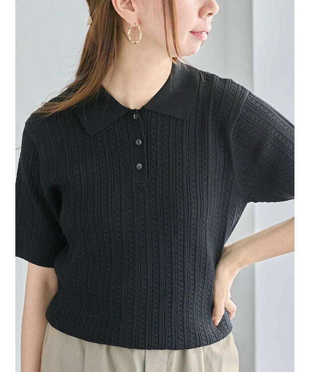 Te chichi ミニケーブルポロニット ブラック