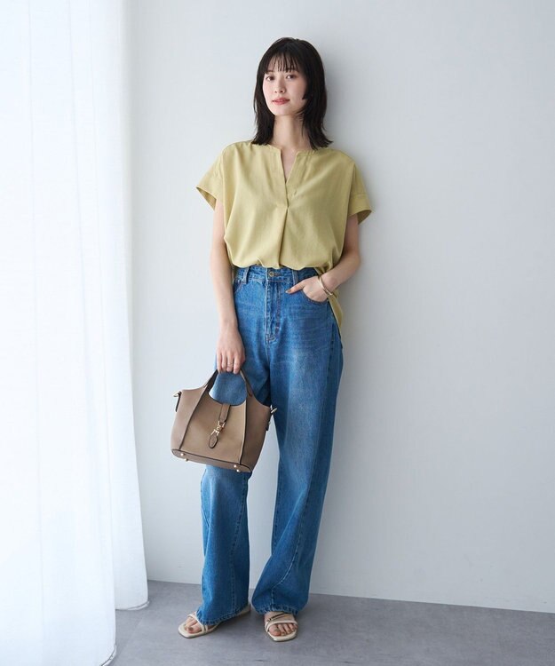 YECCA VECCA 【マシンウォッシャブル】サラサラスキッパーブラウス Yellow