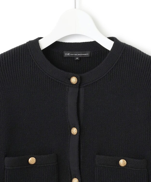 23区 【洗える】コットンリリー ニットジャケット ブラック系