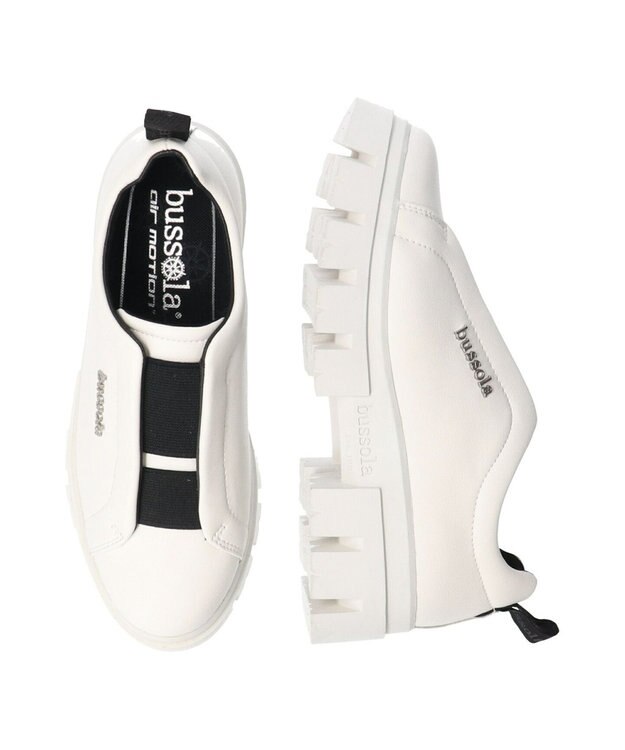 INTER-CHAUSSURES 【BUSSOLA】厚底スリッポンシューズ ホワイトコンビ