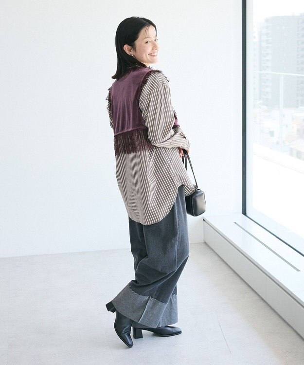 CRAFT STANDARD BOUTIQUE ベロアレース付きベスト Bordeaux