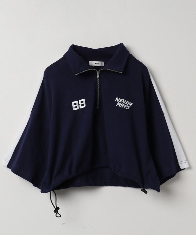 WEGO 刺繍ハーフジップT ネイビー
