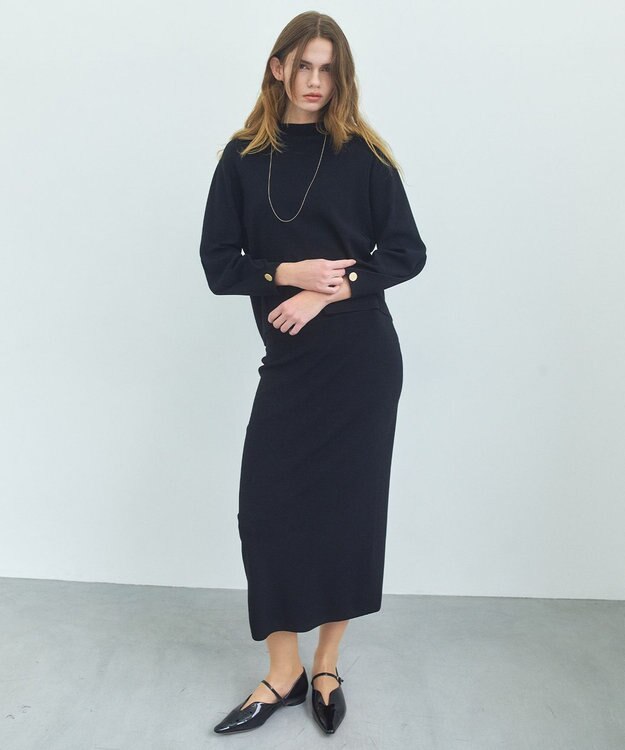 BEIGE， 【ロングセラー】LAURA / ストレッチ Iラインニットスカート Black
