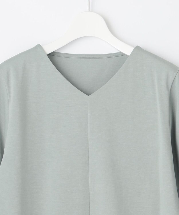 自由区 S 【洗える】エッセンシャルポンチ Vネックカットソー ライトグリーン系