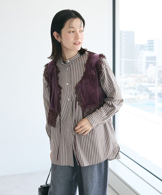 CRAFT STANDARD BOUTIQUE ベロアレース付きベスト Bordeaux
