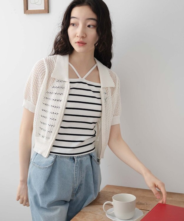 WEGO WZIPニットカーデ ホワイト