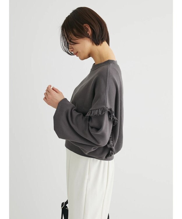 Green Parks ・Ｐｅｔｉｔ　Ｆｌｅｕｒ　ボリュームスリーブスウェット Charcoal Gray