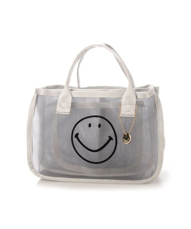 UNBILLION cachecache スマイルモチーフメッシュバッグインバッグ グレー