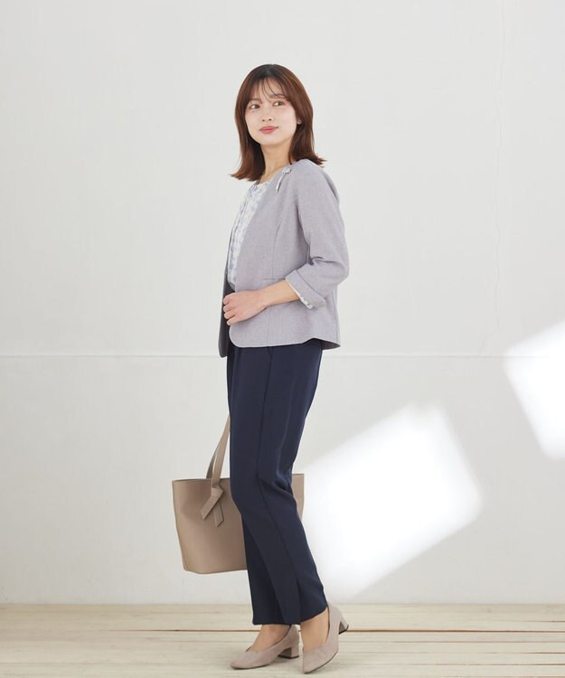 Tiaclasse L 水彩花柄シフォンブラウス ブルー