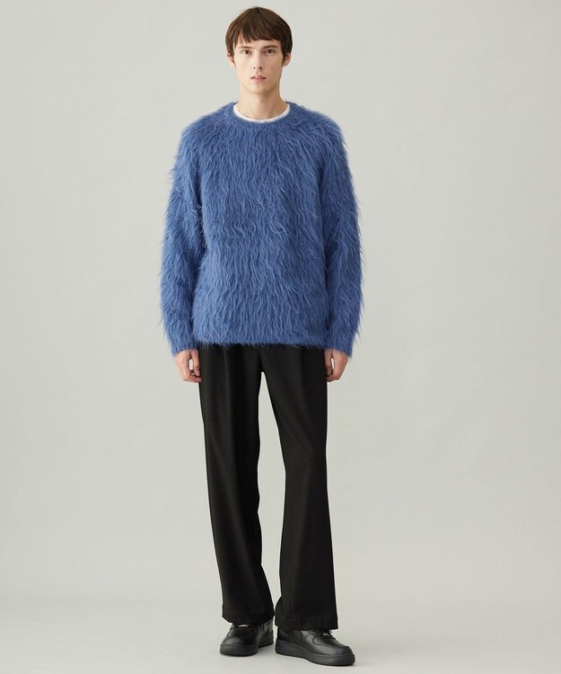 UNFILO MENS 【男女兼用】シャギー クルーネックニット ブルー