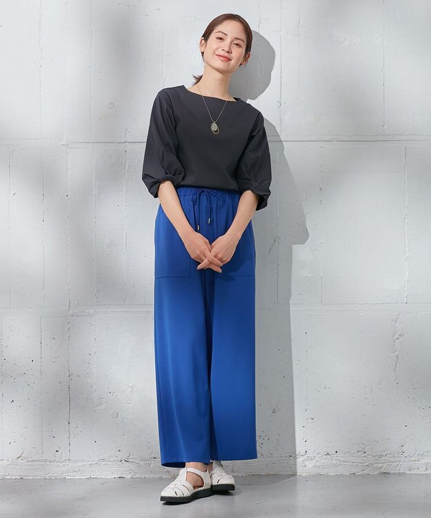 ANY 【接触冷感】シルケットスムース ツイストスリーブトップス チャコール