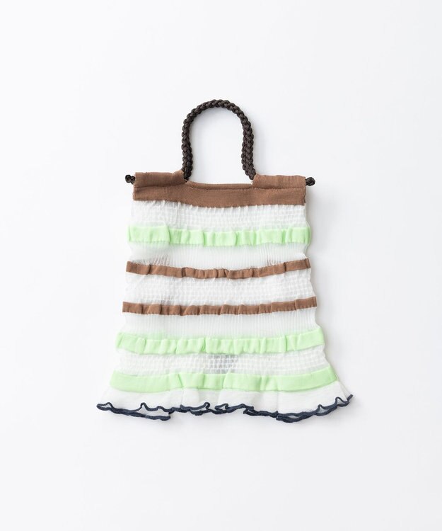 TRICOTE ボーダーシアー ニットバッグ 90WHITE