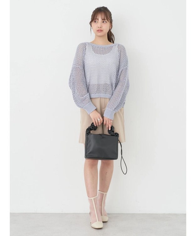 earth music&ecology スパンコールショートゆるニット Sax