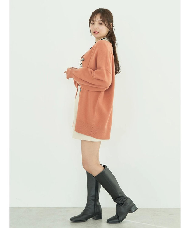 earth music&ecology やわらかタッチミドル丈カーディガン Orange