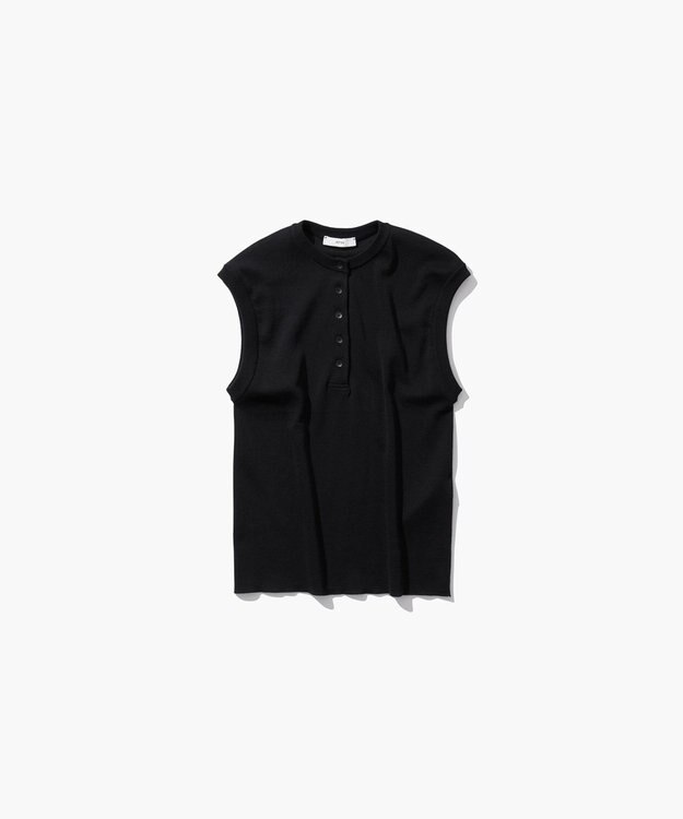 ATON FRESCA CIRCULAR RIB | ヘンリーネックプルオーバー BLACK