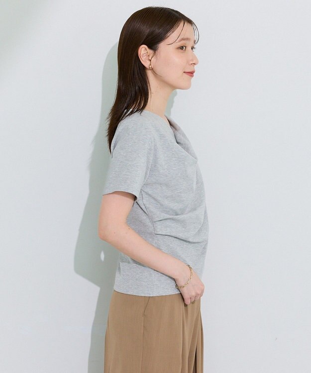 Green Parks ５分袖ドレーププルオーバー Gray Mixture