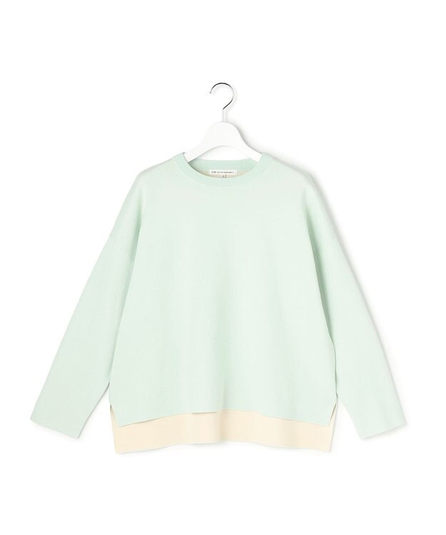 23区 【先行予約】バイカラーダブルフェイス ニット アイスグリーン×クリーム