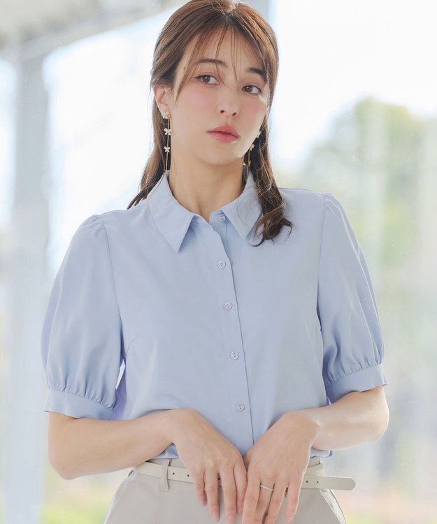 Tiaclasse L 【新色追加】パフスリーブシャツブラウス サックス