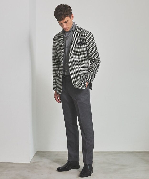 GOTAIRIKU 新色追加【一部ストレッチ】カシミヤブレンド 定番ツイードジャケット(25年モデル) ブラック×千鳥格子(25年新色)