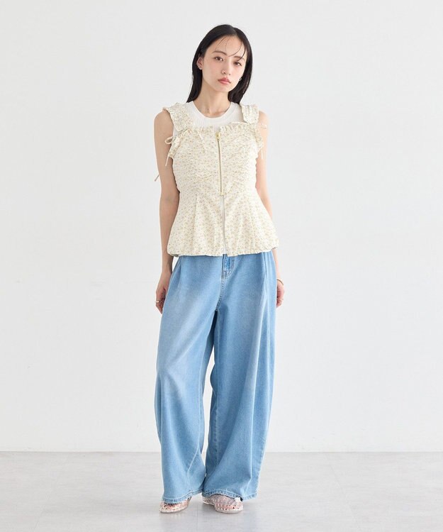 earth music&ecology 前後2WAYスリット釦タンクトップ Ivory