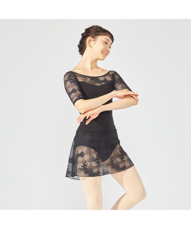 Chacott ハーフスリーブレオタード ブラック