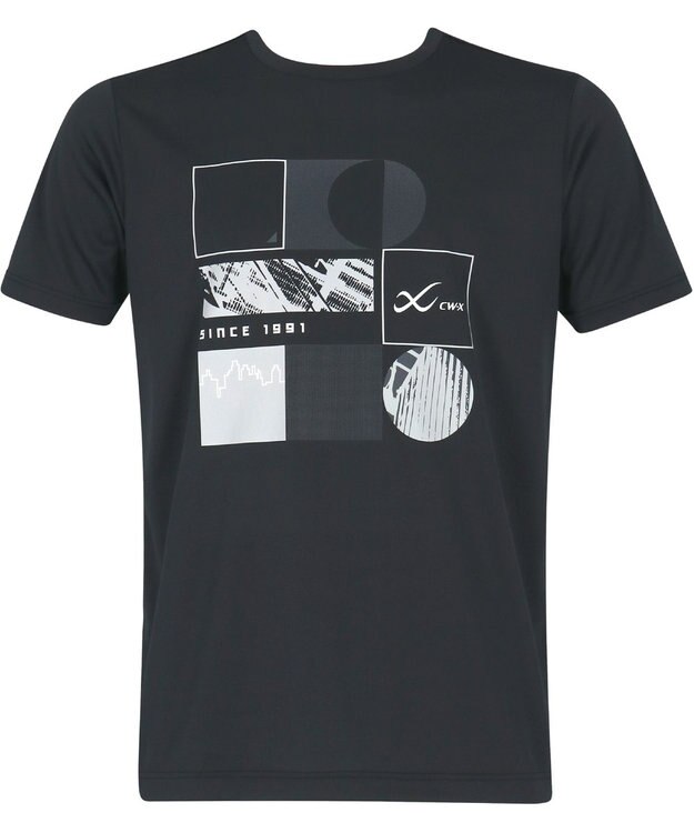 CW-X 【UNISEX】 CW-X トップス Ｔシャツ 半袖 3分袖 Ｕネック メッシュ素材 UVカット率90%以上(本体) ユニセックス DLR195 /ワコール ブラック