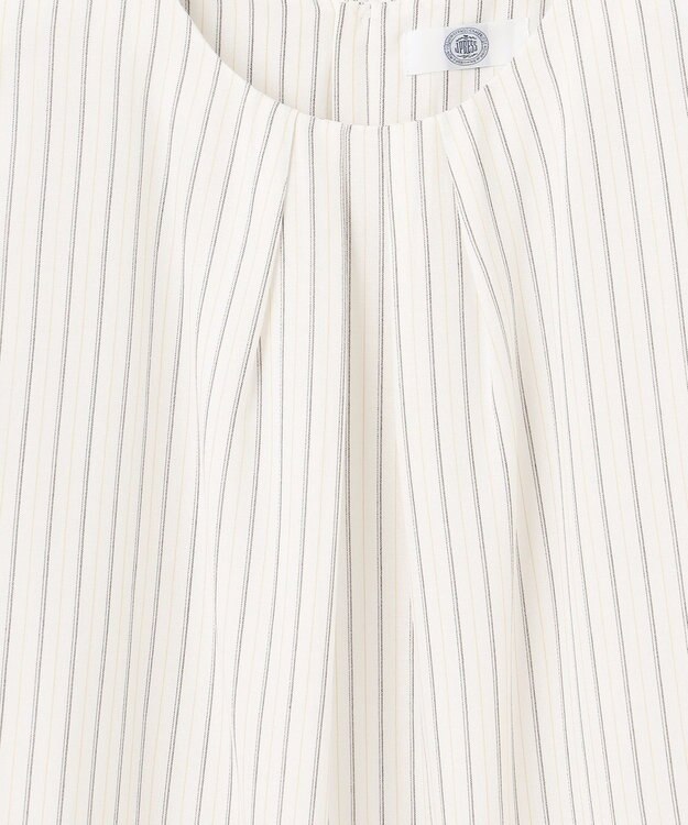 J.PRESS LADIES L シアーストライプ&チェック カットソー ホワイト系1