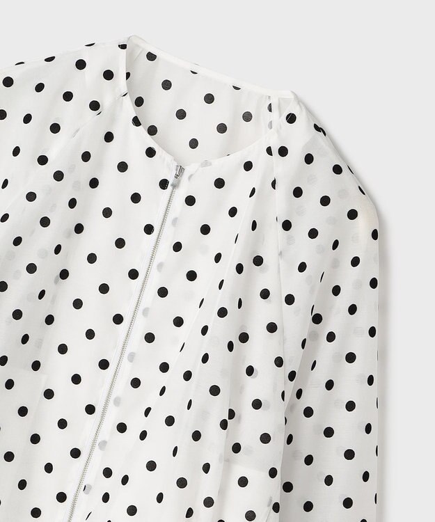 GRACE CONTINENTAL ドットフロッキーブルゾン ホワイト