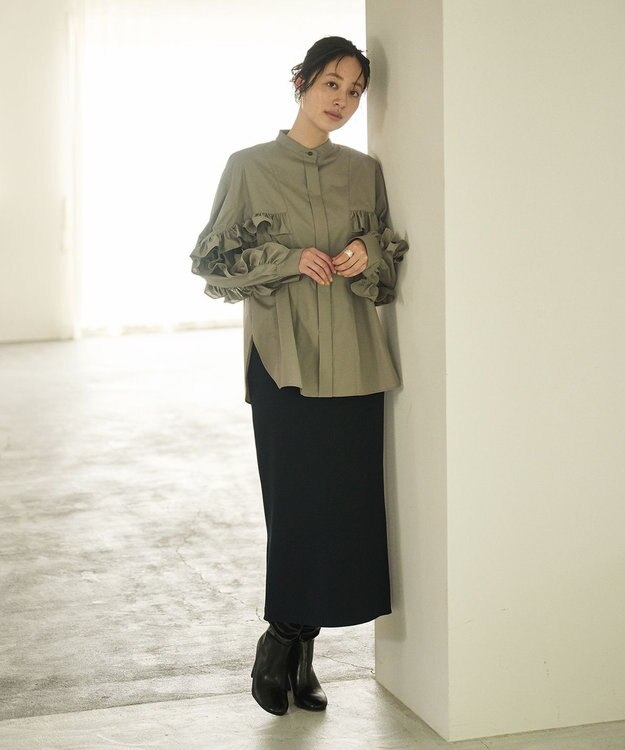 #Newans 【セレモニーにも】〈亀恭子さんコラボ〉美シルエットロングタイトスカート ネイビー