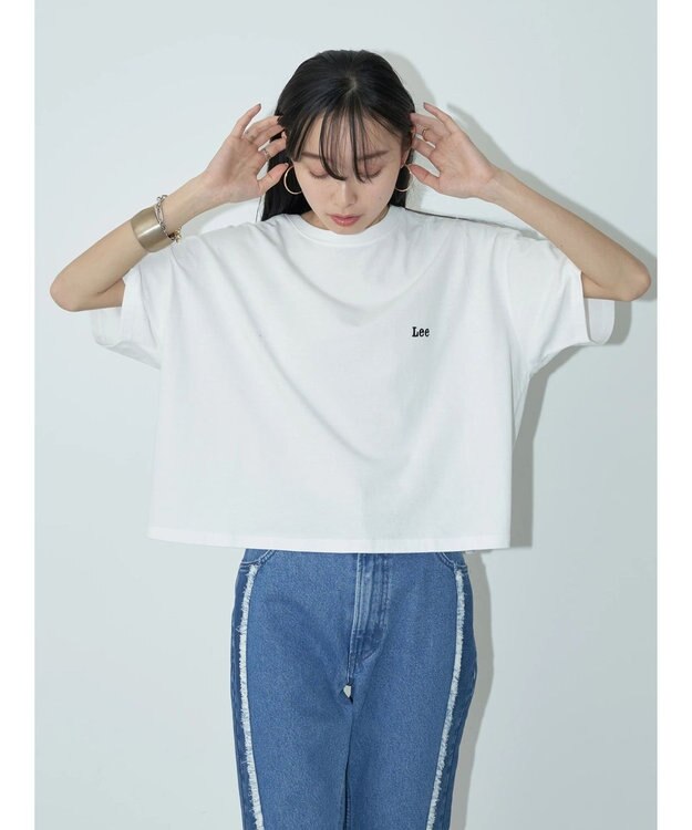 earth music&ecology Ｌｅｅ×ｅ．ｍ．ａ．ｅ　ＢＡＣＫ　ＰＲＩＮＴ　ＴＥＥ Off White