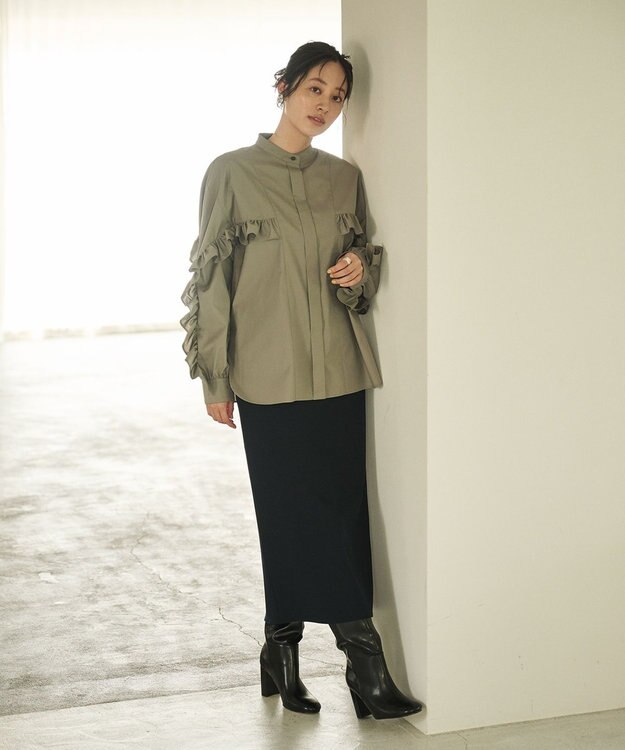 #Newans 【セレモニーにも】〈亀恭子さんコラボ〉美シルエットロングタイトスカート ネイビー