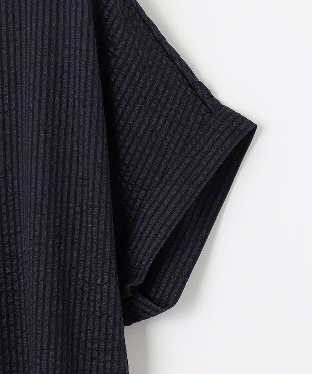 自由区 L 【WEB限定・洗える】シャドウサッカー ワンピース ネイビー系