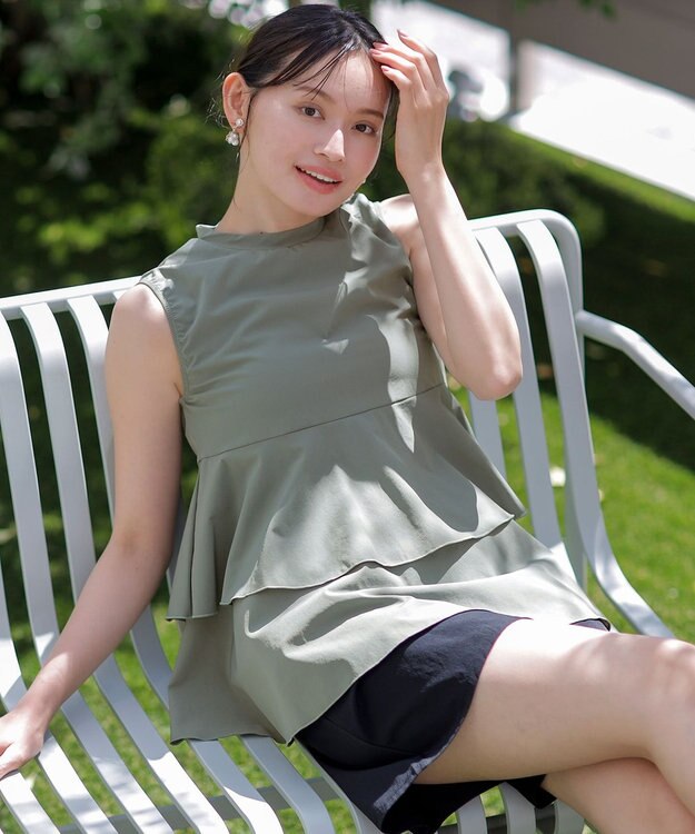 ANY SIS 【3SET】ティアード スイムウェア カーキ×ブラック